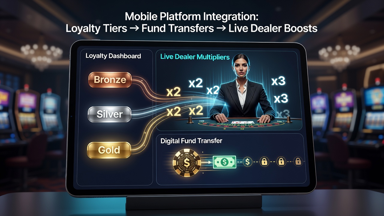 Mobile Plattformen mit verknüpften Transfers und Multiplikatoren bei Live-Dealern